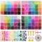 3524pcs Glass Beads Bracelet Making Kit, 4 Types 96 Colors 6mm Glass Beads for Bracelets, Round Crystal Beads for Jewelry Making Necklace Earrings DIY Crafts